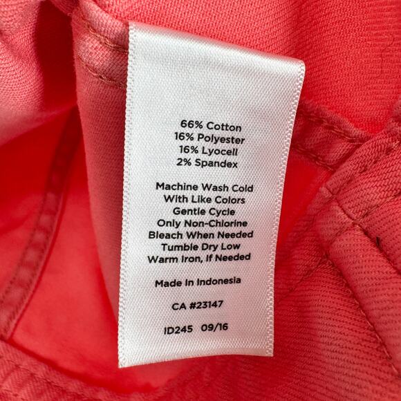 Talbots Jean Jacket Womens Petite XL XLp Coral Pink Denim Button Up Coastal - Picture 7 of 8